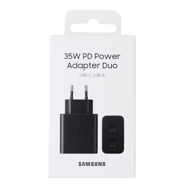 Zdjęcie produktu: Ładowarka sieciowa Samsung 35W Fast Duo szybka USB / USB Typ C Power Delivery 3.0 Quick Charge 2.0 3A czarny (EP-TA220NBEGEU)