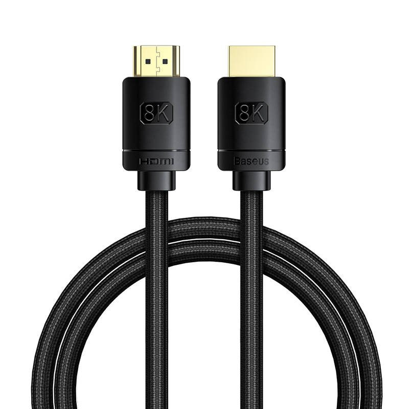 Kabel HDMI 2.1 Baseus 8K 60 Hz 48 Gbps / 4K 120 Hz / 2K 144 Hz 3D eARC QMS Dynamic HDR VRR ALLM 1 m czarny (CAKGQ-J01) Kabel HDMI 2.1 Baseus 8K 60 Hz 48 Gbps / 4K 120 Hz / 2K 144 Hz 3D eARC QMS Dynamic HDR VRR ALLM 1 m czarny (CAKGQ-J01)