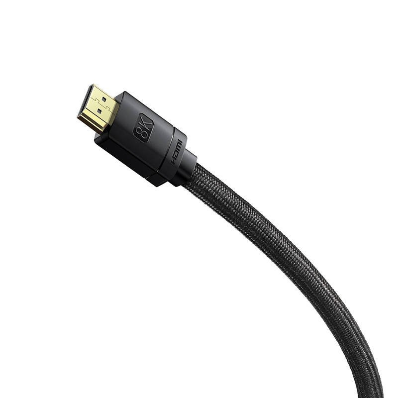 Kabel HDMI 2.1 Baseus 8K 60 Hz 48 Gbps / 4K 120 Hz / 2K 144 Hz 3D eARC QMS Dynamic HDR VRR ALLM 2 m czarny (CAKGQ-K01)