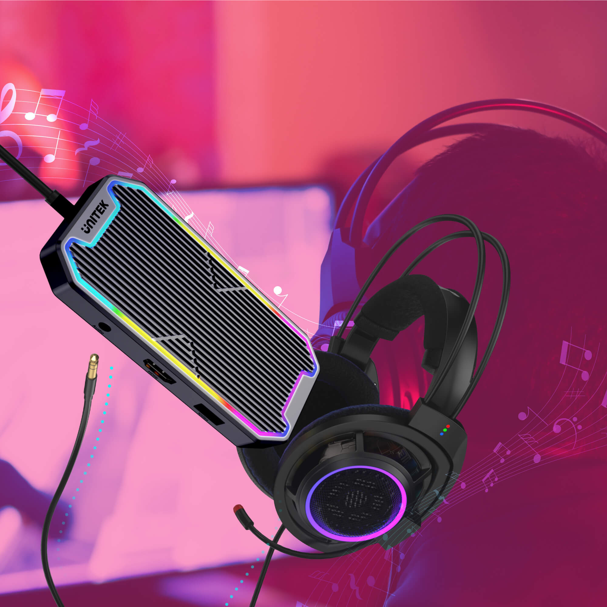 Unitek HUB USB TYP-C HDMI RJ45 JACK (D1029)