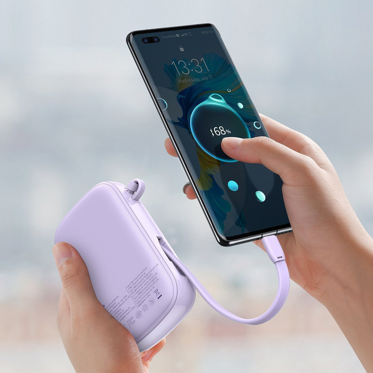 Powerbank Baseus Qpow z kablem TYP-C, 20000mAh, 3A, 22,5W - fioletowy (PPQD-I05) Powerbank Baseus Qpow z kablem TYP-C, 20000mAh, 3A, 22,5W - fioletowy (PPQD-I05)