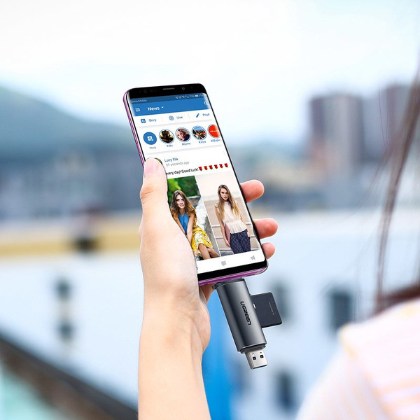 Zdjęcie produktu: Czytnik kart UGREEN SD / microSD na USB 3.0 / USB Typ C 3.0 szary (50706)