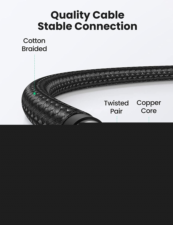 Zdjęcie produktu: Ugreen Patch Cable NW153 CAT.8 F/FTP 25000Mbps w oplocie 1,5m czarny (80430)