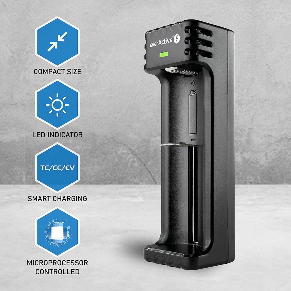 Ładowarka akumulatorków cylindrycznych Li-ion 1 niezależny kanał ładowania everActive LC-100 Ładowarka akumulatorków cylindrycznych Li-ion 1 niezależny kanał ładowania everActive LC-100