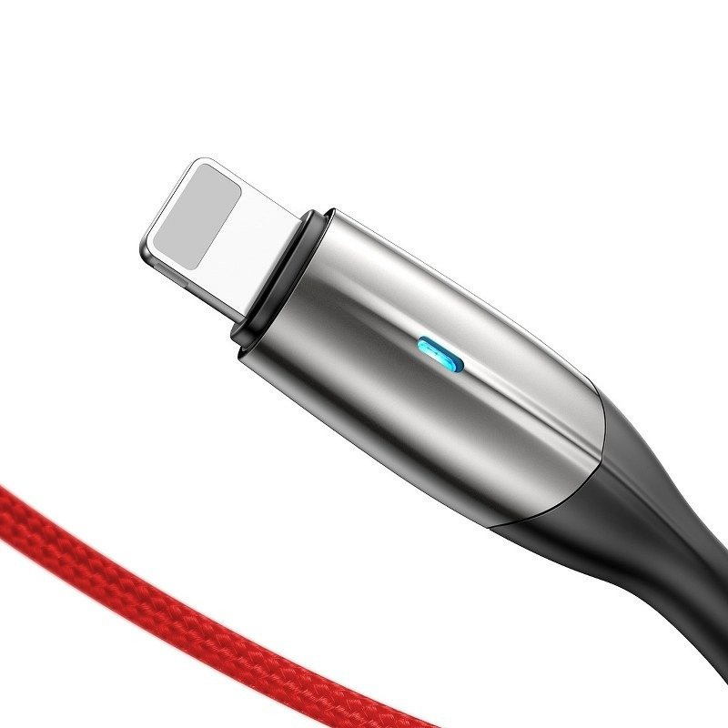Kabel przewód USB - Lightning / iPhone 200cm Baseus Horizontal z diodą 1.5A - czerwony (CALSP-C09)