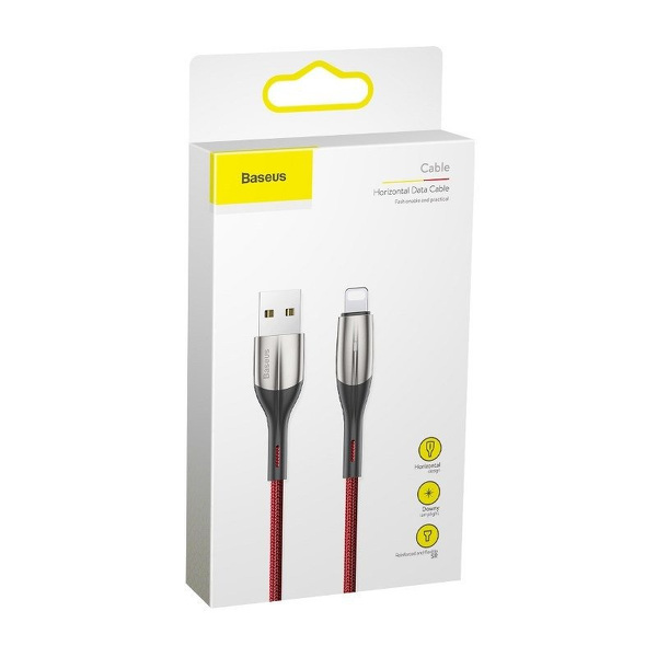 Zdjęcie produktu: Kabel przewód USB - Lightning / iPhone 200cm Baseus Horizontal z diodą 1.5A - czerwony (CALSP-C09)