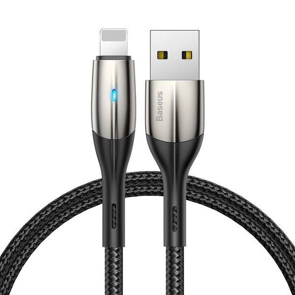 Zdjęcie produktu: Kabel przewód USB - Lightning / iPhone 100cm Baseus Horizontal z diodą 2.4A - czarny (CALSP-B01)