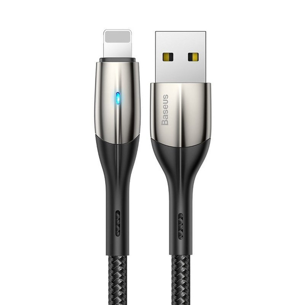 Zdjęcie produktu: Kabel przewód USB - Lightning / iPhone 100cm Baseus Horizontal z diodą 2.4A - czarny (CALSP-B01)