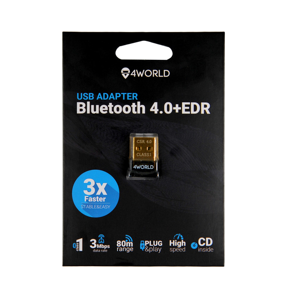 Zdjęcie produktu: 4World Super Szybki Adapter Odbiornik Bluetooth V4.0 Class 1 z EDR, CSR 8510, High Speed Dongle USB Zdjęcie produktu: 4World Super Szybki Adapter Odbiornik Bluetooth V4.0 Class 1 z EDR, CSR 8510, High Speed Dongle USB
