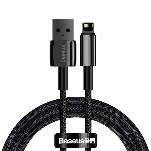 Zdjęcie produktu: Kabel przewód USB - Lightning / iPhone 100cm Baseus Tungsten Gold 2,4A - czarny (CALWJ-01)