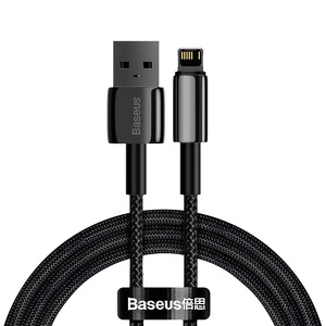 Miniatura produktu: Kabel przewód USB - Lightning / iPhone 200cm Baseus Tungsten Gold 2,4A - czarny (CALWJ-A01)
