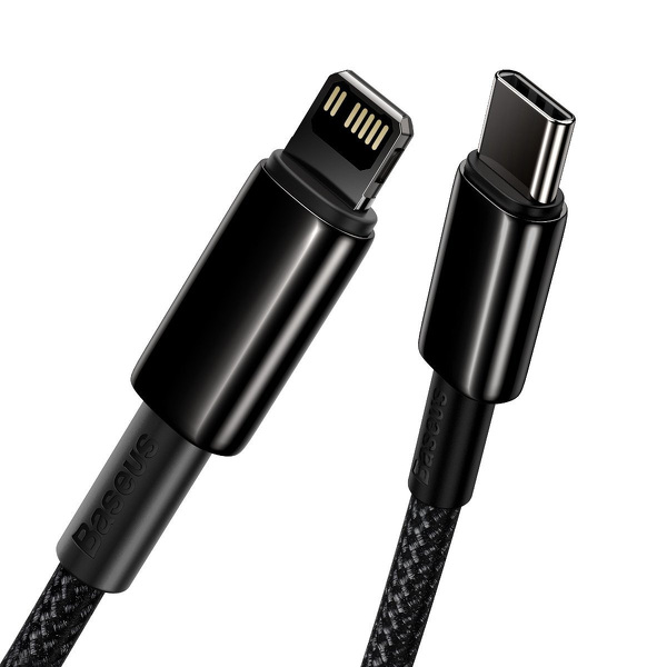 Zdjęcie produktu: Kabel przewód USB TYP-C - Lightning / iPhone 100cm Baseus Tungsten Gold 20W, 5A, PD - czarny (CATLWJ-01)