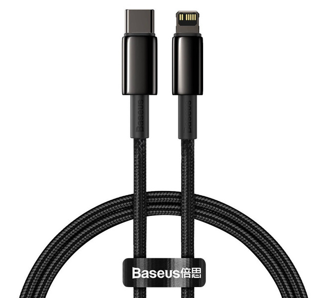 Zdjęcie produktu: Kabel przewód USB TYP-C - Lightning / iPhone 200cm Baseus Tungsten Gold 20W, 5A, PD - czarny (CATLWJ-A01)