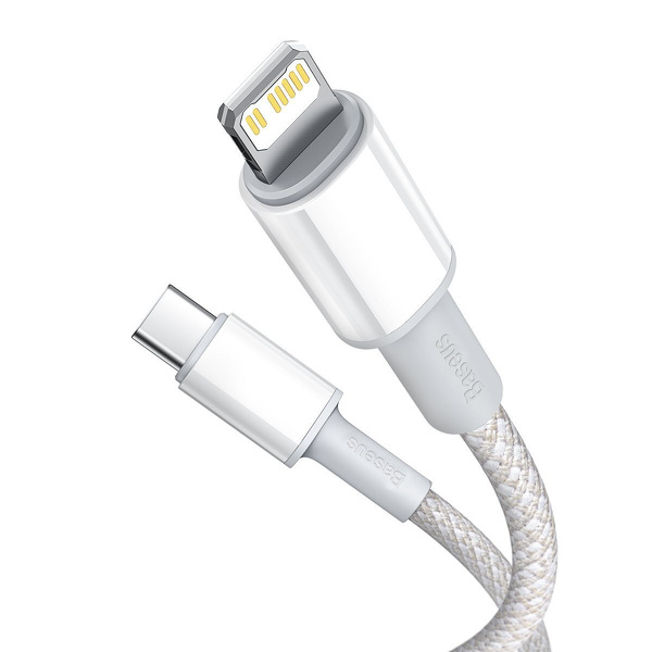 Zdjęcie produktu: Kabel przewód USB TYP-C - Lightning / iPhone 200cm Baseus High Density Braided 20W, 5A, PD - biały (CATLGD-A02)