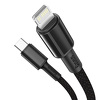 Miniatura zdjęcia: Kabel przewód USB TYP-C - Lightning / iPhone 100cm Baseus High Density Braided 20W, 5A, PD - czarny (CATLGD-01)