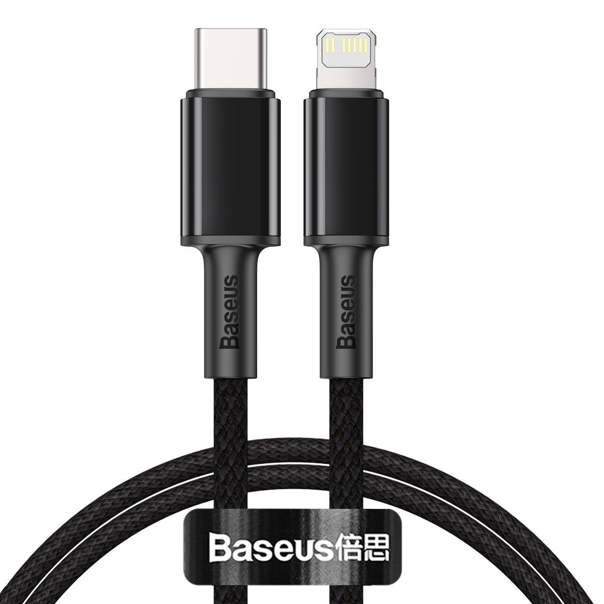 Kabel przewód USB TYP-C - Lightning / iPhone 200cm Baseus High Density Braided 20W, 5A, PD - czarny (CATLGD-A01)
