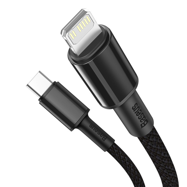Zdjęcie produktu: Kabel przewód USB TYP-C - Lightning / iPhone 200cm Baseus High Density Braided 20W, 5A, PD - czarny (CATLGD-A01)