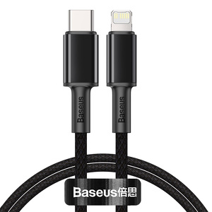 Miniatura produktu: Kabel przewód USB TYP-C - Lightning / iPhone 200cm Baseus High Density Braided 20W, 5A, PD - czarny (CATLGD-A01)