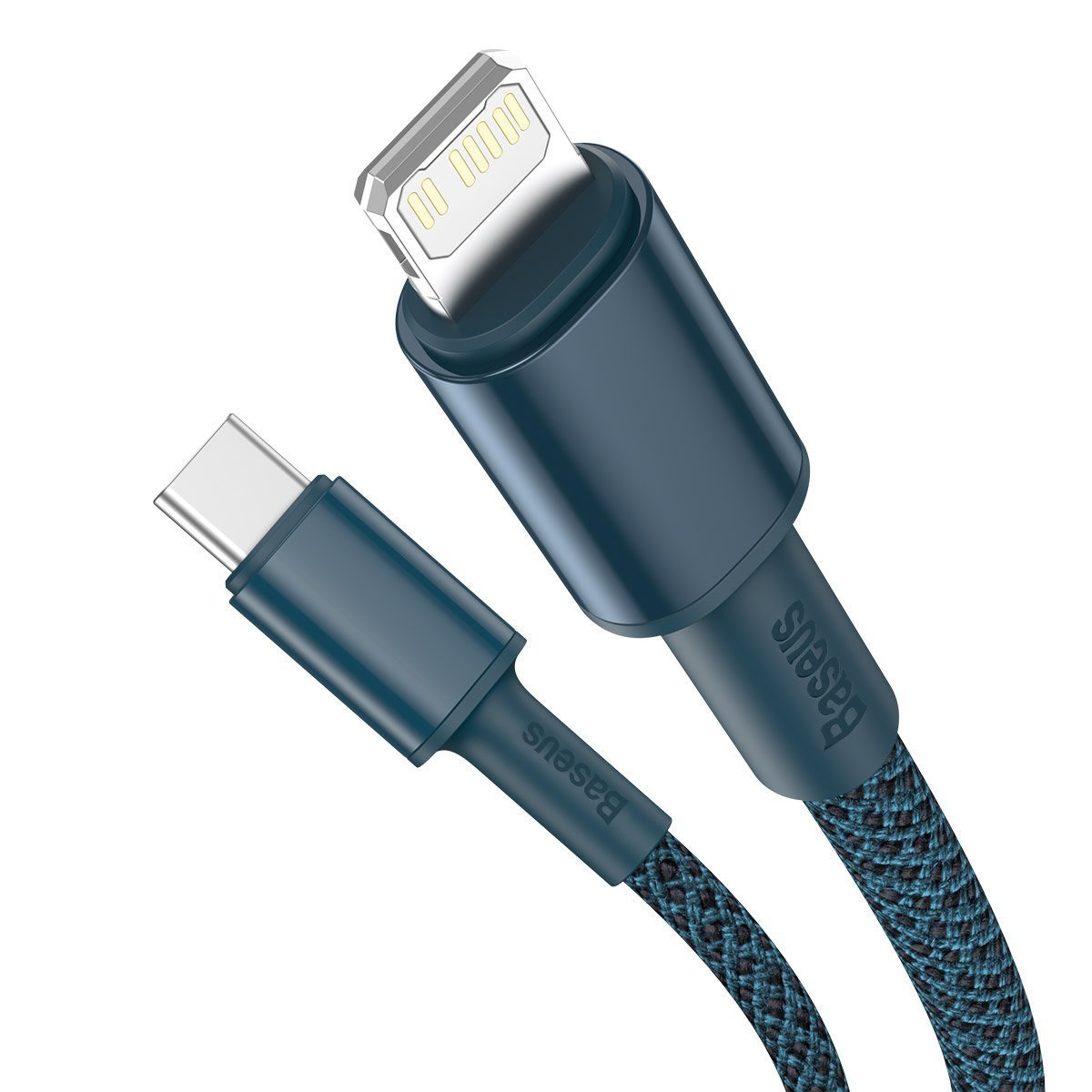 Kabel przewód USB TYP-C - Lightning / iPhone 100cm Baseus High Density Braided 20W, 5A, PD - niebieski (CATLGD-03)