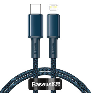 Miniatura produktu: Kabel przewód USB TYP-C - Lightning / iPhone 100cm Baseus High Density Braided 20W, 5A, PD - niebieski (CATLGD-03)