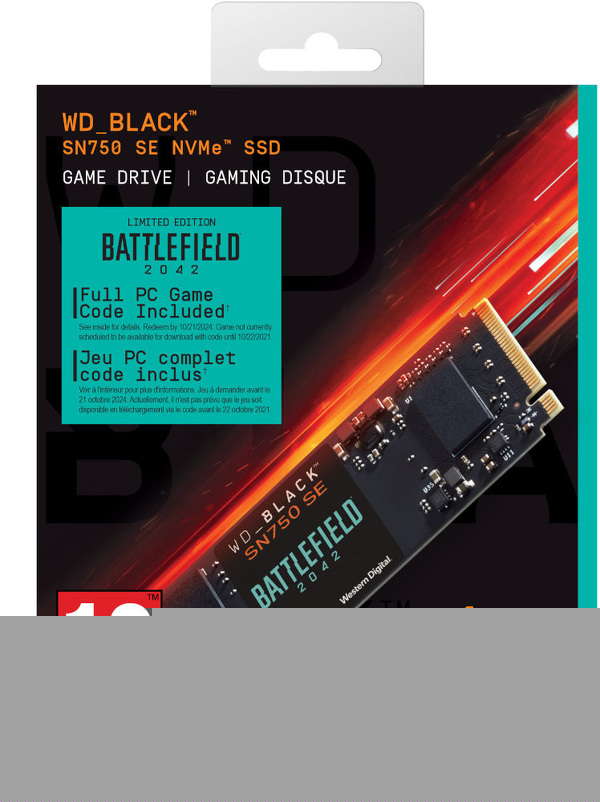 Zdjęcie produktu: Dysk WD BLACK SN750SE NVMe SSD Battlefield 2042 Edition 1TB Gen4 (WDBB9J0010BNC-WRSN)
