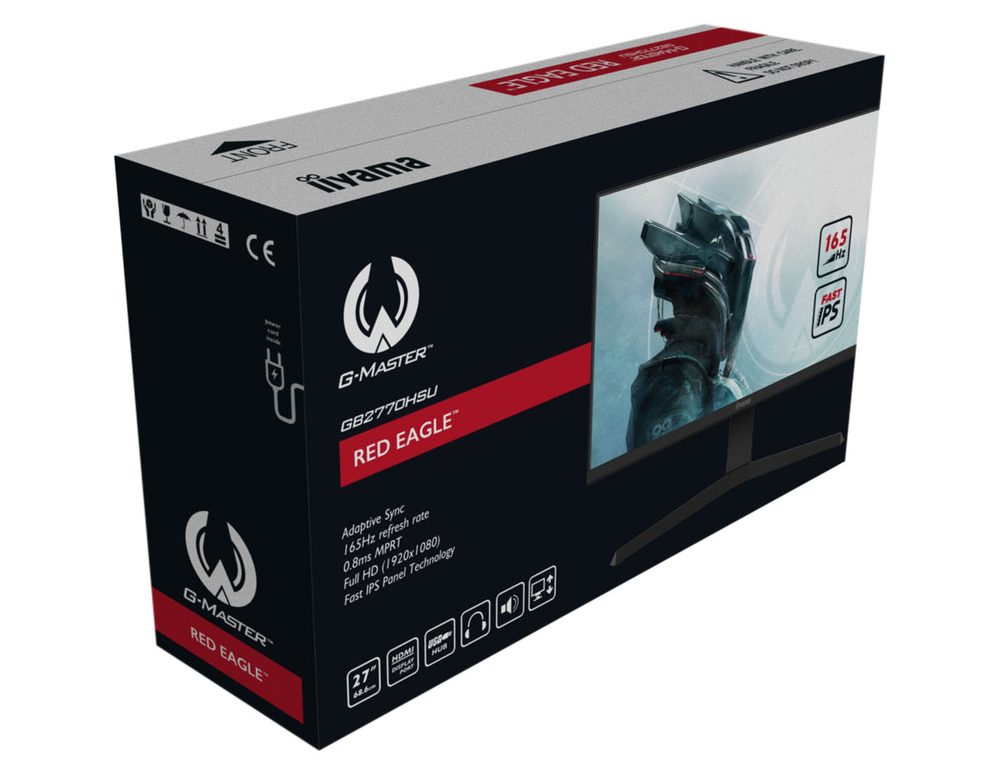 iiyama G-Master GB2770HSU-B1 Red Eagle 27" FHD IPS 165Hz 0.8ms FreeSync Premium PIVOT - z gwarancją iiyama 3 lata - zero martwych pikseli 30 dni