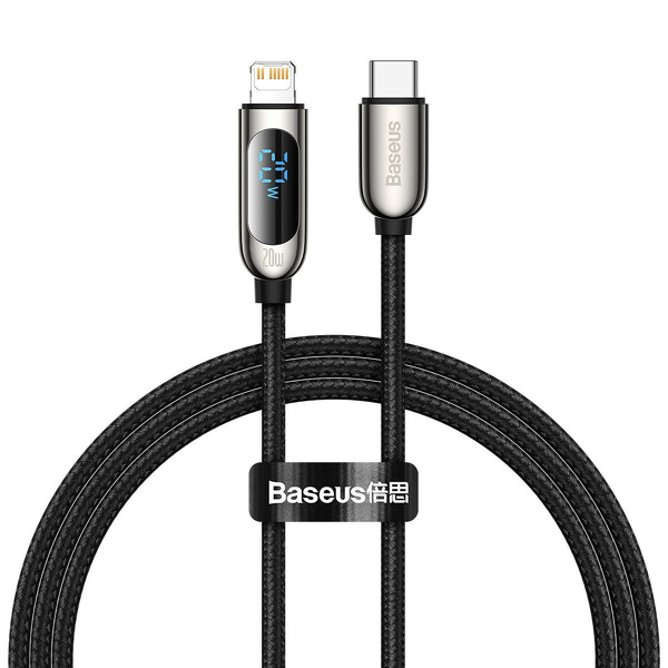 Zdjęcie produktu: Kabel przewód USB Typ-C - Lightning / iPhone 100cm Baseus Display z obsługą szybkiego ładowania 20W PD - czarny (CATLSK-01)