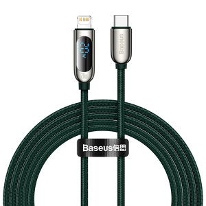 Miniatura produktu: Kabel przewód USB Typ-C - Lightning / iPhone 200cm Baseus Display z obsługą szybkiego ładowania 20W PD - zielony (CATLSK-A06)