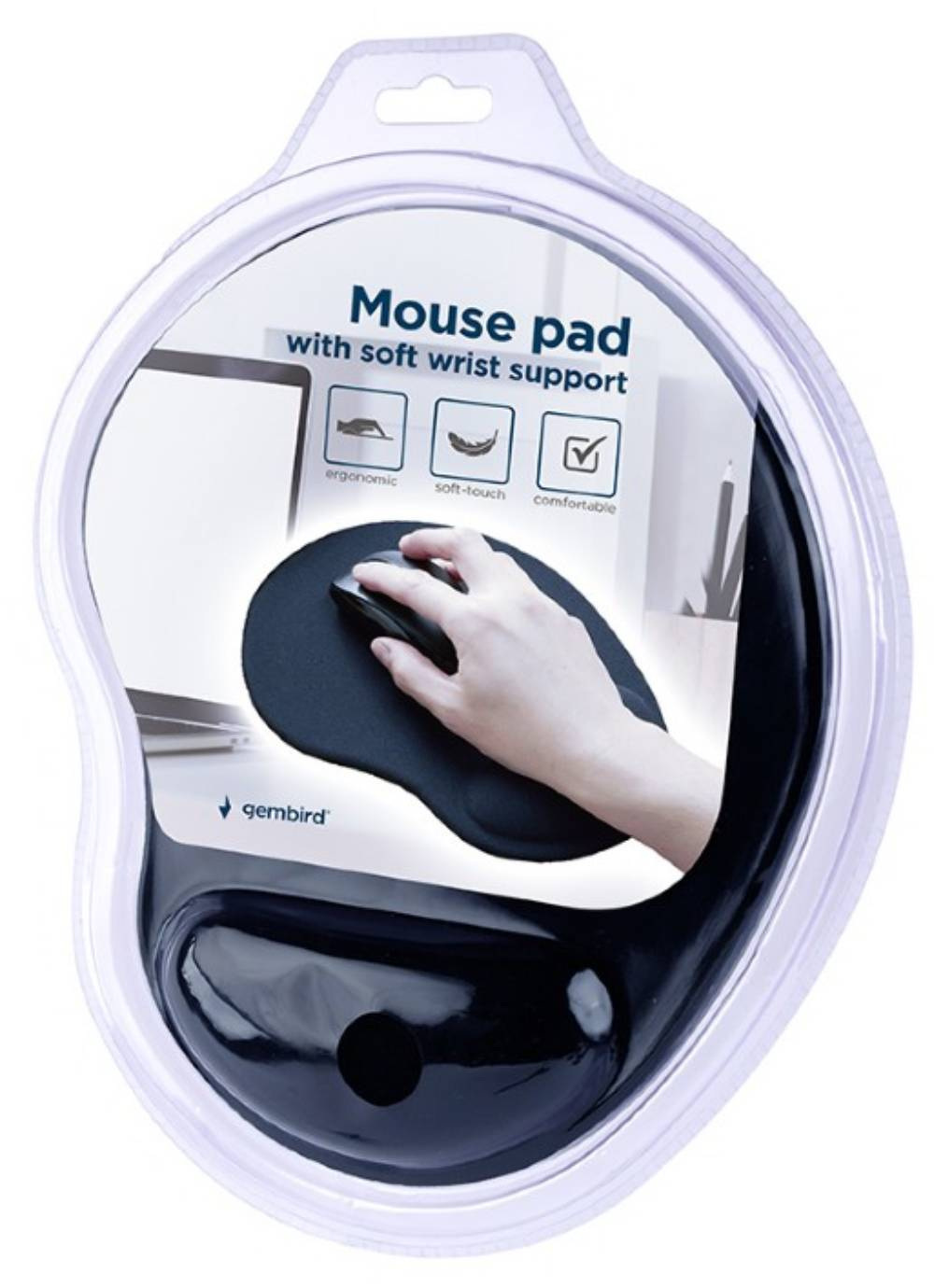 Podkładka pod mysz Gembird Mouse Pad Gel Black (MP-ERGO-01), czarna, ergonomiczna