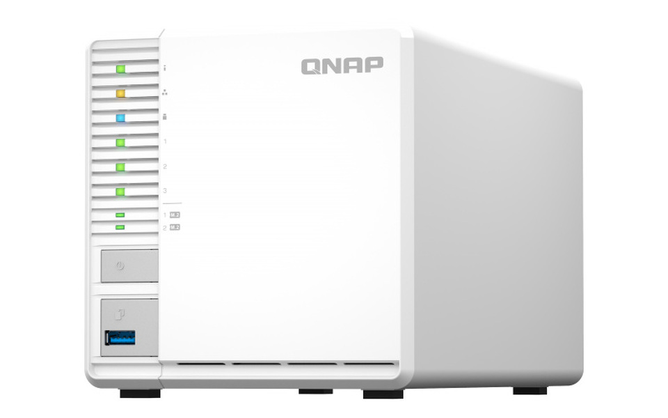 Zdjęcie produktu: Serwer plików QNAP TS-364-4G, 3-Bay NAS,Intel Celeron N5105/N5095 4-core/4-thread processor, 4GB RAM DDR4, 3x USB 3.2, 1x 2,5 GbE LAN, 2 x M.2 2280, 1xHDMI 1,4b