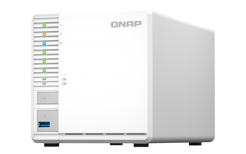 Serwer plików QNAP TS-364-4G, 3-Bay NAS,Intel Celeron N5105/N5095 4-core/4-thread processor, 4GB RAM DDR4, 3x USB 3.2, 1x 2,5 GbE LAN, 2 x M.2 2280, 1xHDMI 1,4b