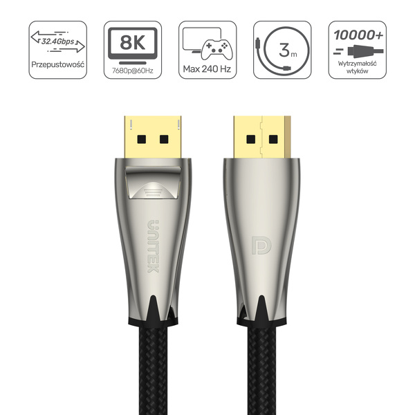 Zdjęcie produktu: Unitek Przewód Displayport M/M 1.4 8K@60Hz 5m (C1610BNI)