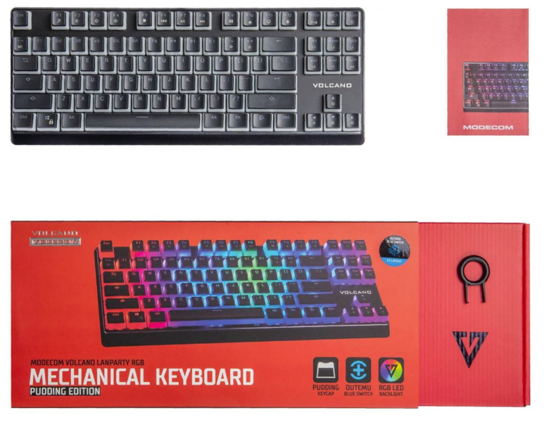 Zdjęcie produktu: Klawiatura Modecom PRZEWODOWA MECHANICZNA Volcano Lanparty RGB Pudding Edition (niebieskie przełącznik) K-MC-LANPARTY-U-RGB-BLUE-PUDD, mechaniczna