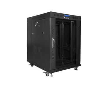 Miniatura produktu: Szafa Instalacyjna Rack Stojąca 19" 15u 600x800 Czarna drzwi szklane LCD (Flat Pack) Lanberg