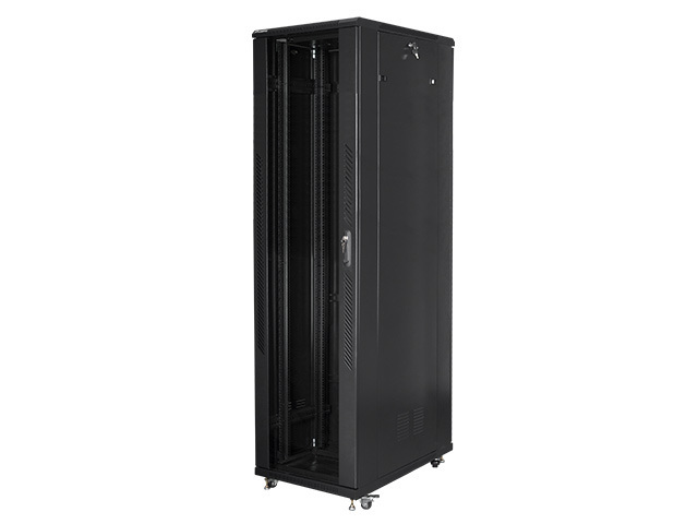 Szafa Instalacyjna Rack Stojąca 19" 47U 800x1000 Czarna Drzwi Szklane (Flat Pack) Lanberg