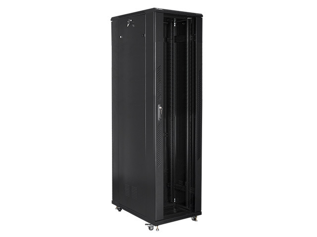 Szafa Instalacyjna Rack Stojąca 19" 47U 800x1000 Czarna Drzwi Szklane (Flat Pack) Lanberg