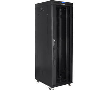 Miniatura produktu: Szafa Instalacyjna Rack Stojąca 19" 42U 800x800 Czarna Drzwi Szklane (Flat Pack) Lanberg
