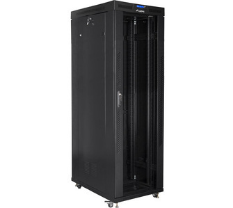 Miniatura produktu: Szafa instalacyjna Rack stojąca 19" 42U 800X1000 czarna szklane dzwi LCD Flat pack Lanberg