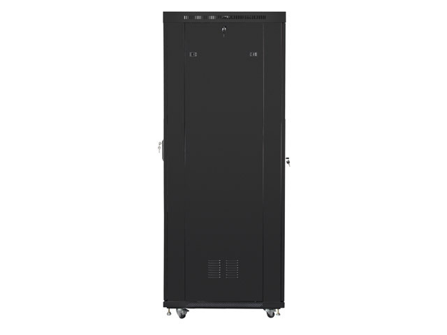Szafa instalacyjna Rack stojąca 19" 42U 800X1000 czarna perforowane drzwi LCD (Flat pack) Lanberg