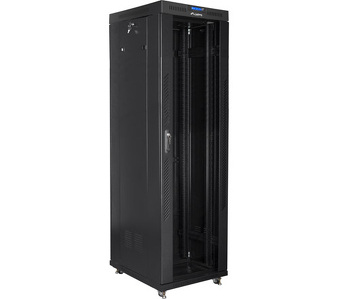 Miniatura produktu: Szafa instalacyjna Rack stojąca 19" 42U 600X800 czarna szklane drzwi LCD (Flat pack) Lanberg