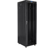 Szafa instalacyjna Rack stojąca 19" 42U 600X800 czarna szklane drzwi LCD (Flat pack) Lanberg
