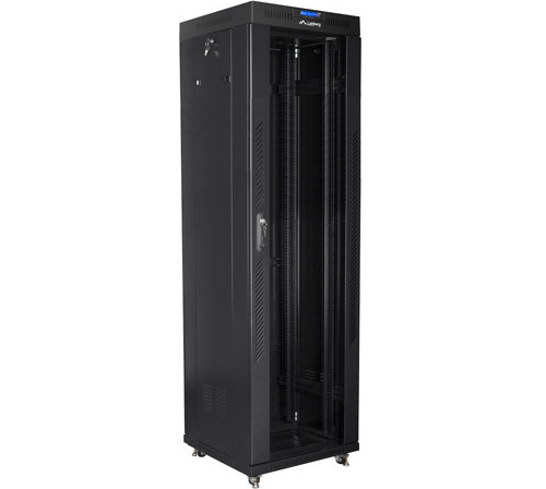 Szafa instalacyjna Rack stojąca 19" 42U 600X600 czarna szklane drzwi LCD (Flat pack) Lanberg Szafa instalacyjna Rack stojąca 19" 42U 600X600 czarna szklane drzwi LCD (Flat pack) Lanberg
