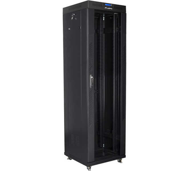 Zdjęcie produktu: Szafa instalacyjna Rack stojąca 19" 42U 600X600 czarna szklane drzwi LCD (Flat pack) Lanberg Zdjęcie produktu: Szafa instalacyjna Rack stojąca 19" 42U 600X600 czarna szklane drzwi LCD (Flat pack) Lanberg