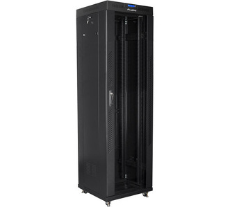 Miniatura produktu: Szafa instalacyjna Rack stojąca 19" 42U 600X600 czarna szklane drzwi LCD (Flat pack) Lanberg