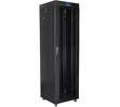 Szafa instalacyjna Rack stojąca 19" 42U 600X600 czarna szklane drzwi LCD (Flat pack) Lanberg