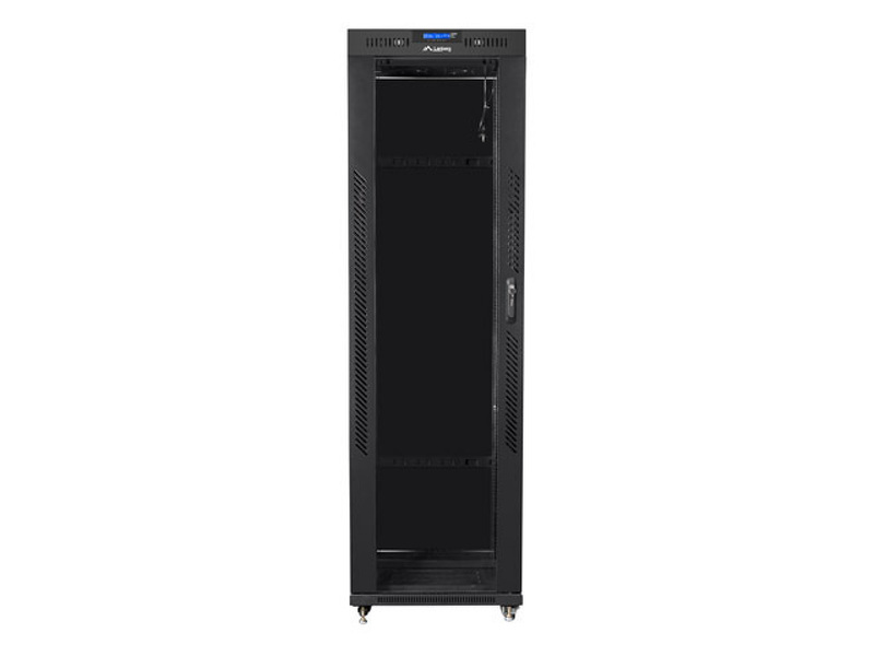 Zdjęcie produktu: Szafa instalacyjna Rack stojąca 19" 42U 600X1000 czarna szklane drzwi LCD (Flat pack) Lanberg