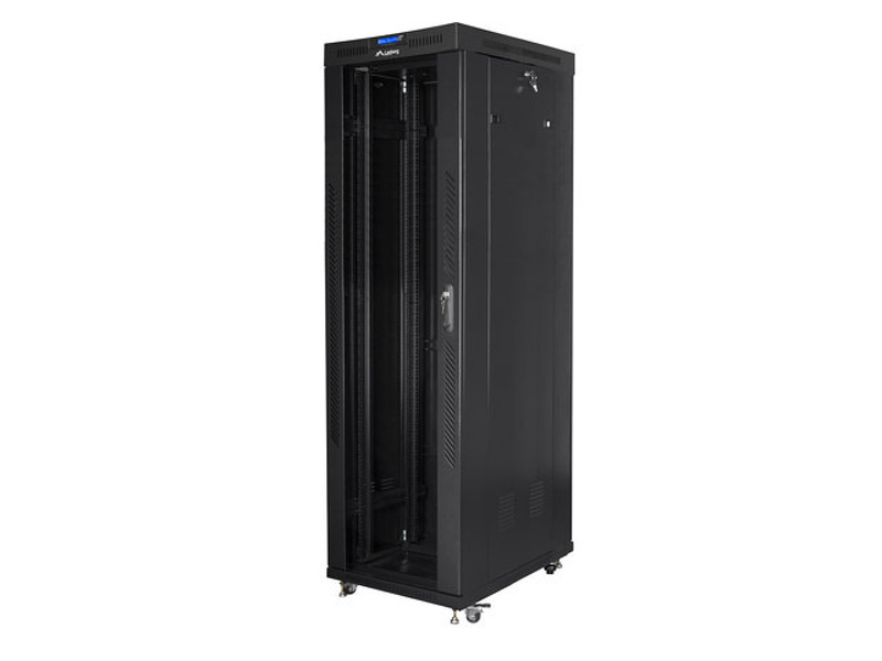 Zdjęcie produktu: Szafa instalacyjna Rack stojąca 19" 42U 600X1000 czarna szklane drzwi LCD (Flat pack) Lanberg