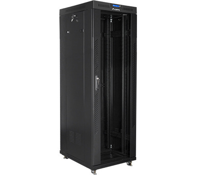 Zdjęcie produktu: Szafa instalacyjna Rack stojąca 19" 37U 600X800 czarna drzwi szklane LCD (Flat pack) Lanberg