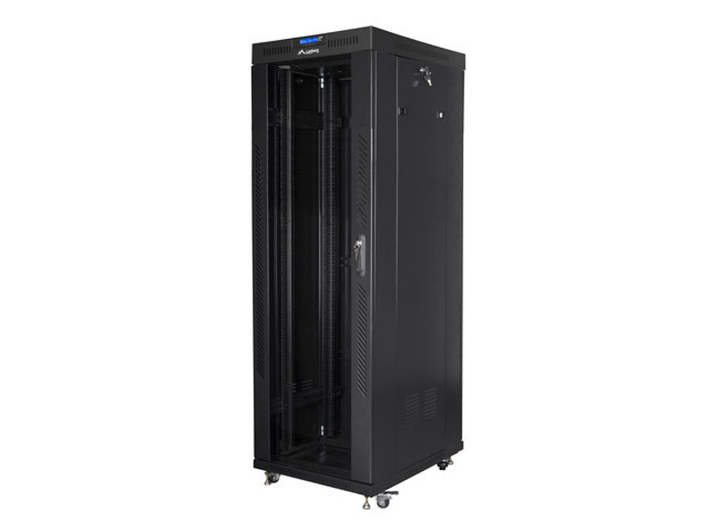 Zdjęcie produktu: Szafa instalacyjna Rack stojąca 19" 37U 600X800 czarna drzwi szklane LCD (Flat pack) Lanberg