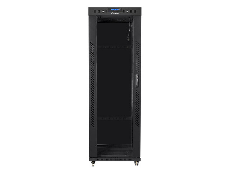 Zdjęcie produktu: Szafa instalacyjna Rack stojąca 19" 37U 600X800 czarna drzwi szklane LCD (Flat pack) Lanberg